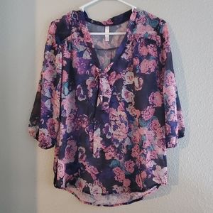 Blue and Pink floral shirt